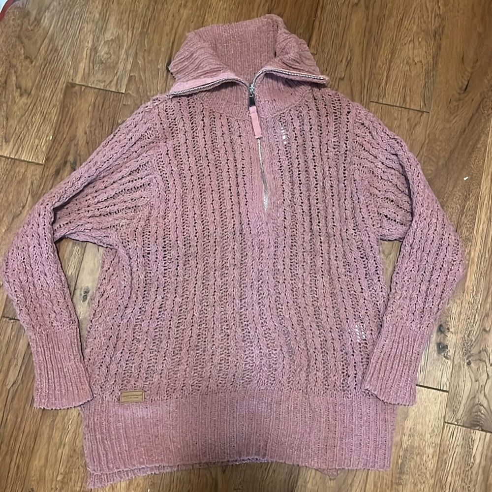 Simply Southern Mauve Cowl Neck Sweater